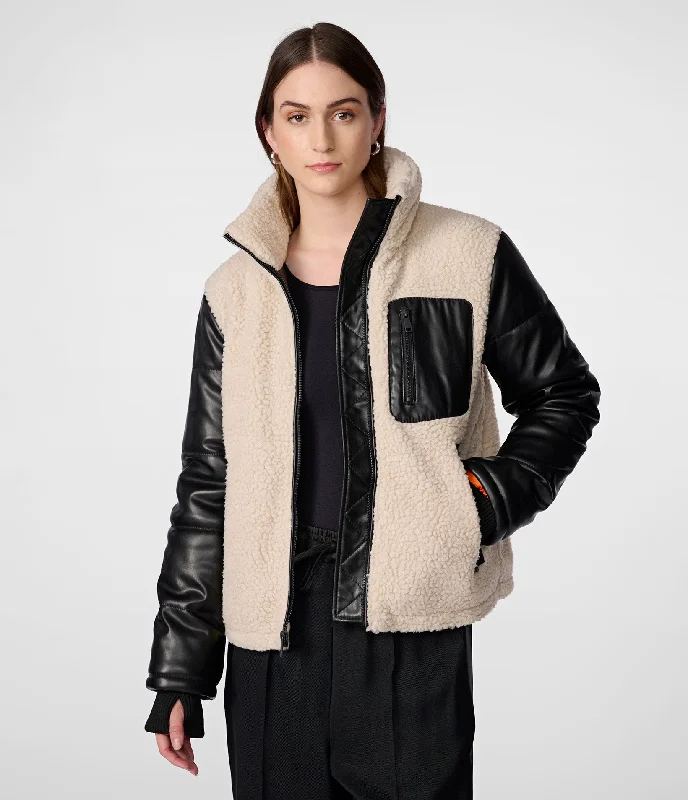  Women's Work Outfit For The OfficeFaux Leather Sherpa Jacket