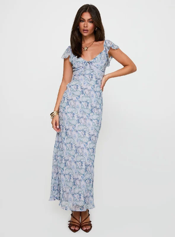  Women's Professional GarmentsDahleia Maxi Dress Blue Paisley