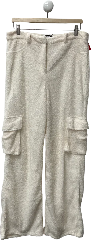  Women's Clothing For Casual OutingsEgo White High Waist Wide Leg Cargo Trousers In Cream Teddy Borg UK 14