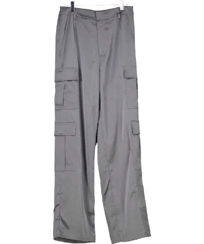  Women's Clothes And GarmentsCloeys Satin Cargo Pants Grey UK 8