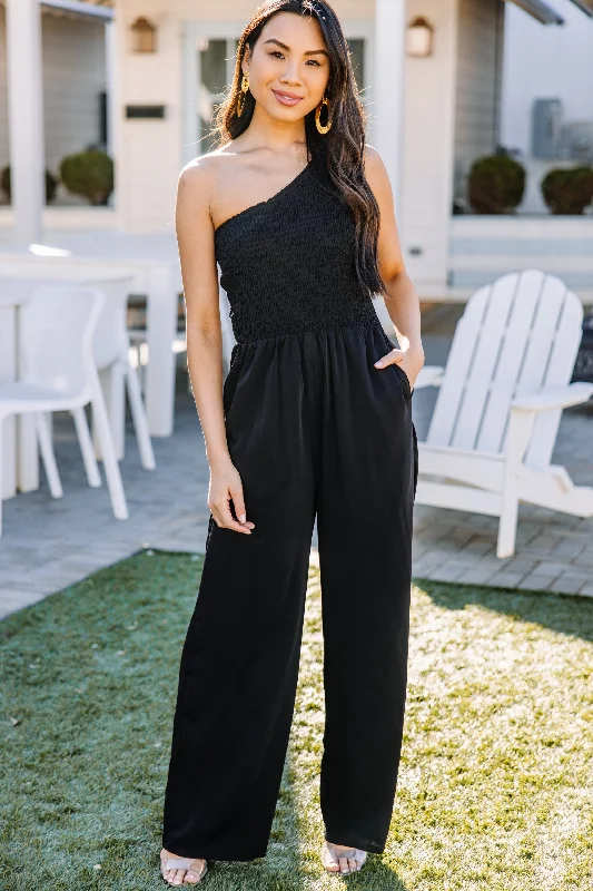  Affordable Women's AttireCan't Look Away Black Smocked Jumpsuit