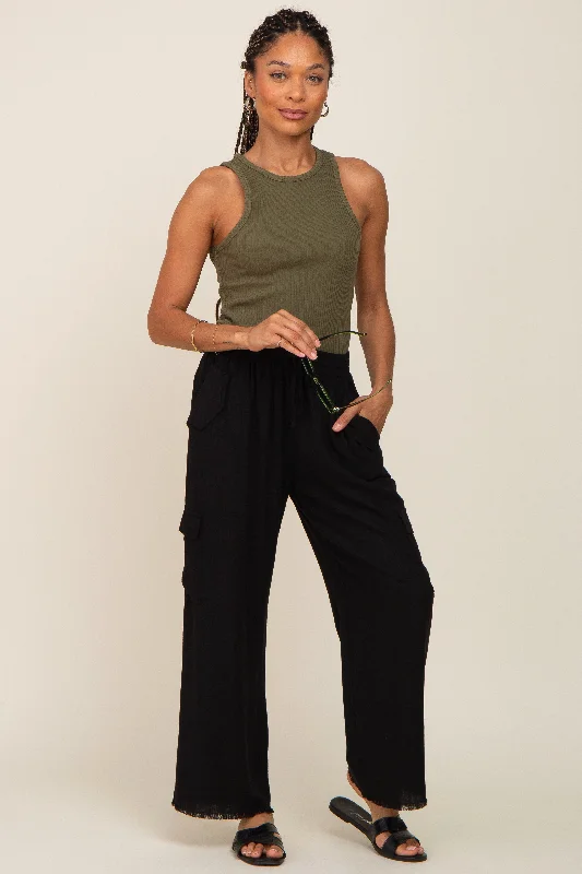  Women's ClothingBlack Raw Hem Cargo Pants