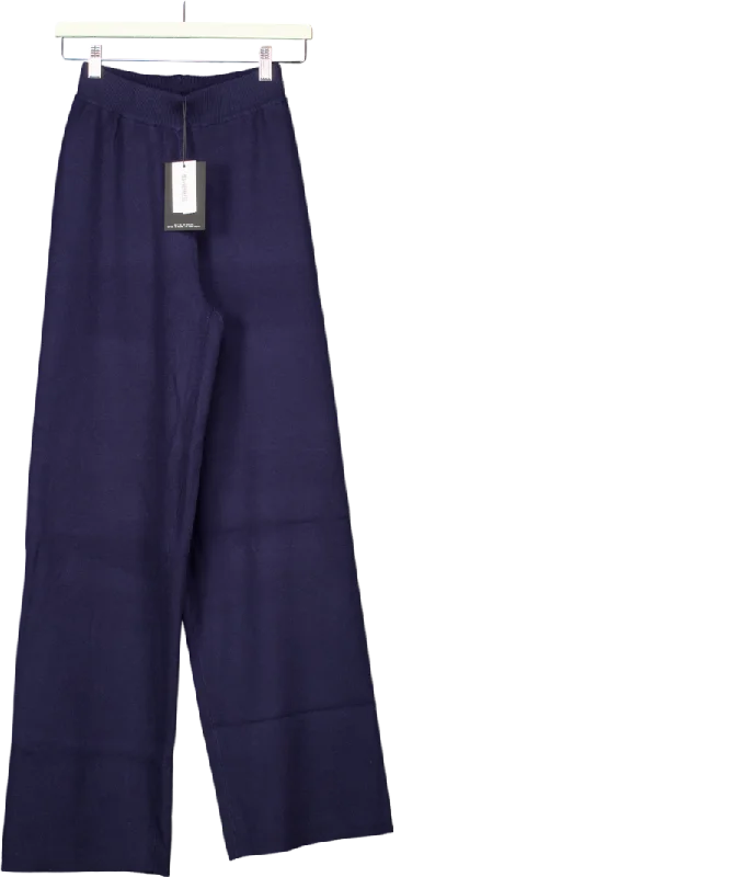  Women's Vacation Garments4th & Reckless Blue Navy Knitted Wide Leg Trouser- Alexia UK 8