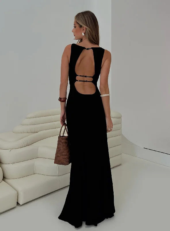  Fashion SaleAce Of Hearts Backless Maxi Dress Black