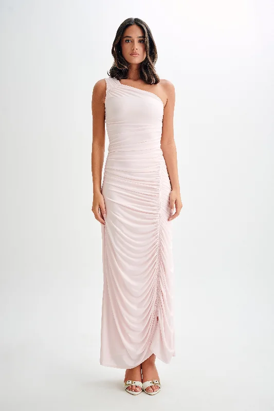  Women's Plus-Size AttireCapri Gathered Slinky Maxi Dress - Powder Pink