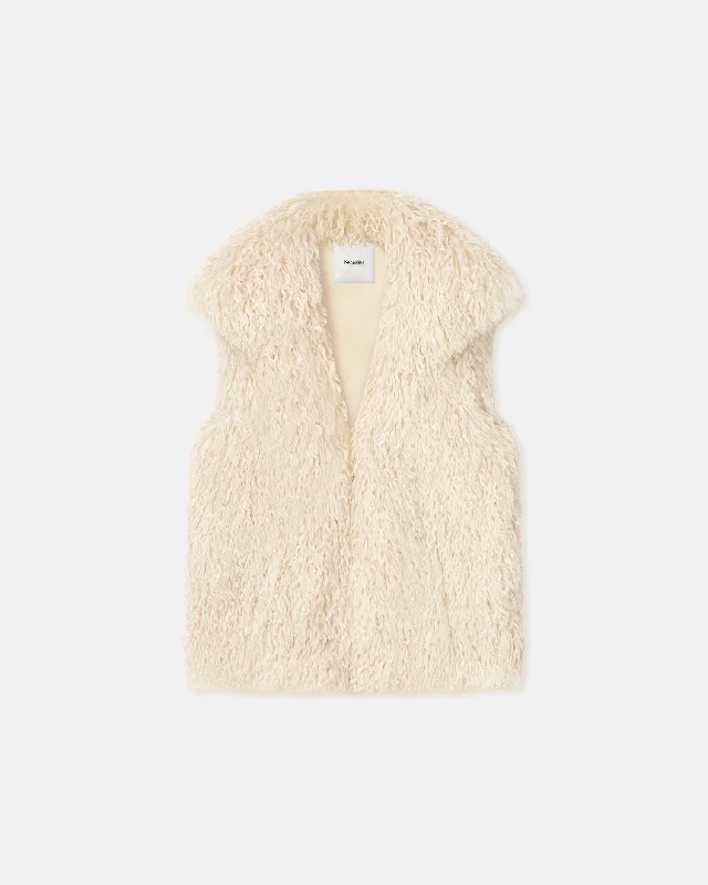  Modern Women's ClothesRied - Faux Racka Fur Vest - Creme