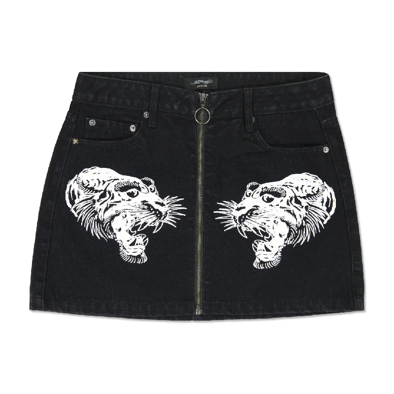  Women's Clothes And Apparel SetsTigers Zipper Front Mini Denim Skirt