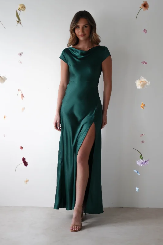  Sustainable Fashion Clothing For WomenRamona Soft Satin Maxi Dress | Emerald Green