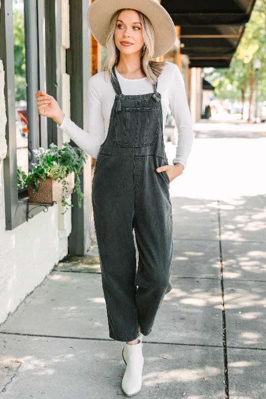  Women's Comfortable ApparelKnow You Well Black Washed Denim Jumpsuit Overalls