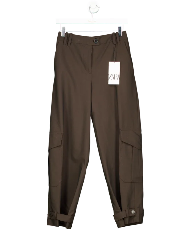  Women's Travel ApparelZARA Brown Tailored Cargo Trousers UK XS