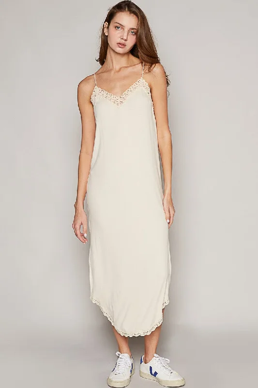  Unbeatable PricesToula Lace Trim Midi Dress (Almond Cream)