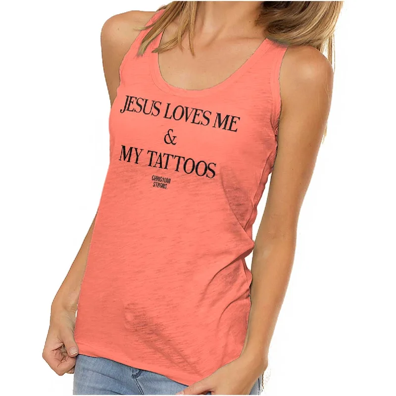  Chic Women's AttireJesus Loves My Tattoos Racerback Tank