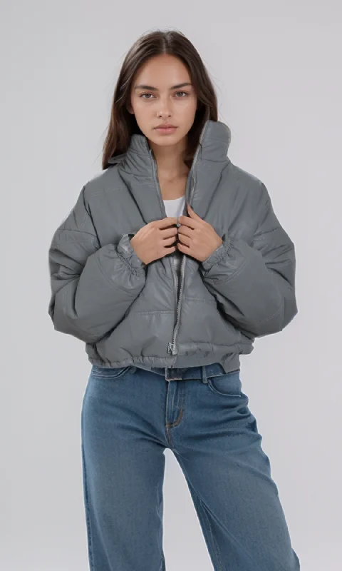  Limited Time OffersWomen Cropped Puffer Jacket (Grey)