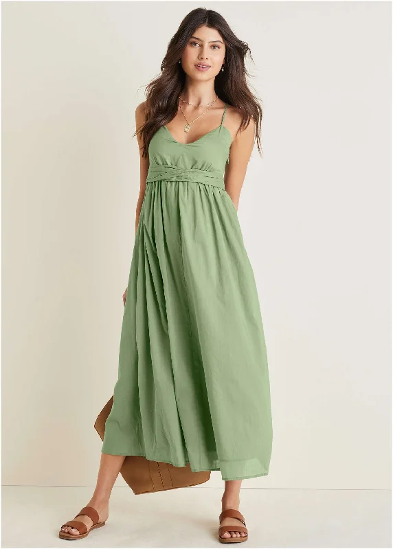  Women's Holiday ClothingSpaghetti Strap Maxi Dress - Basil