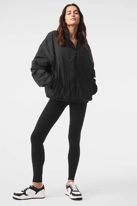  Women's Luxury AttireLatitude Light Weight 1/2 Zip Pullover Jacket - Black