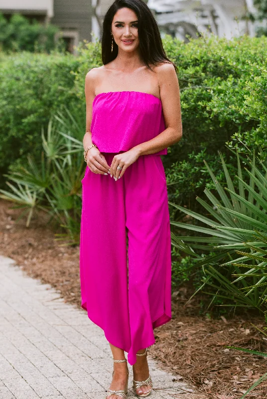  Casual Clothes For WomenSearching For Love Fuchsia Pink Strapless Jumpsuit