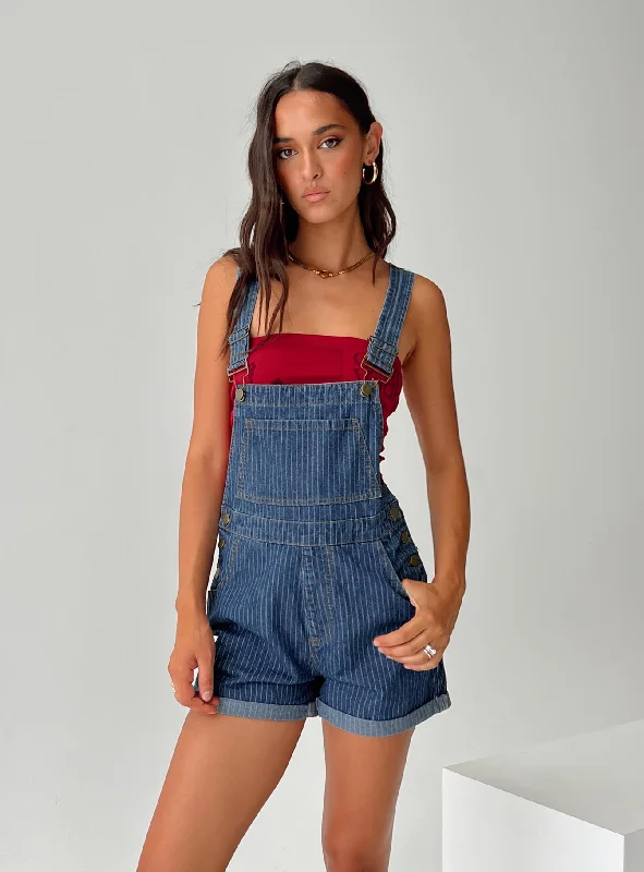  Women's Comfortable Lounge OutfitKacey Overalls Mid Blue Pinstripe