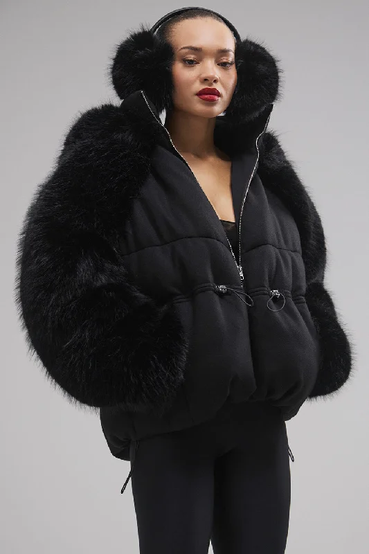  Charming Women's Outfit For Special OccasionsLa Premiere Opulent Faux Fur Stunner Jacket - Black/Black