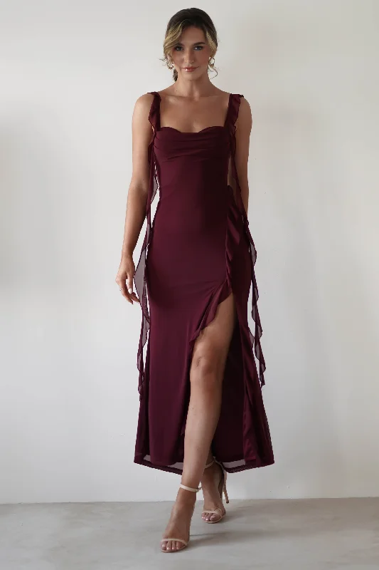  Affordable Women's ClothesMhissa Ruffle Maxi Dress | Burgundy