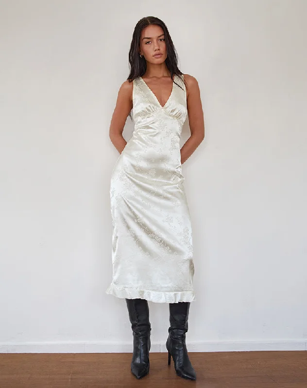  Trendy Looks On SaleGastari Midi Dress in Satin Jacquard White