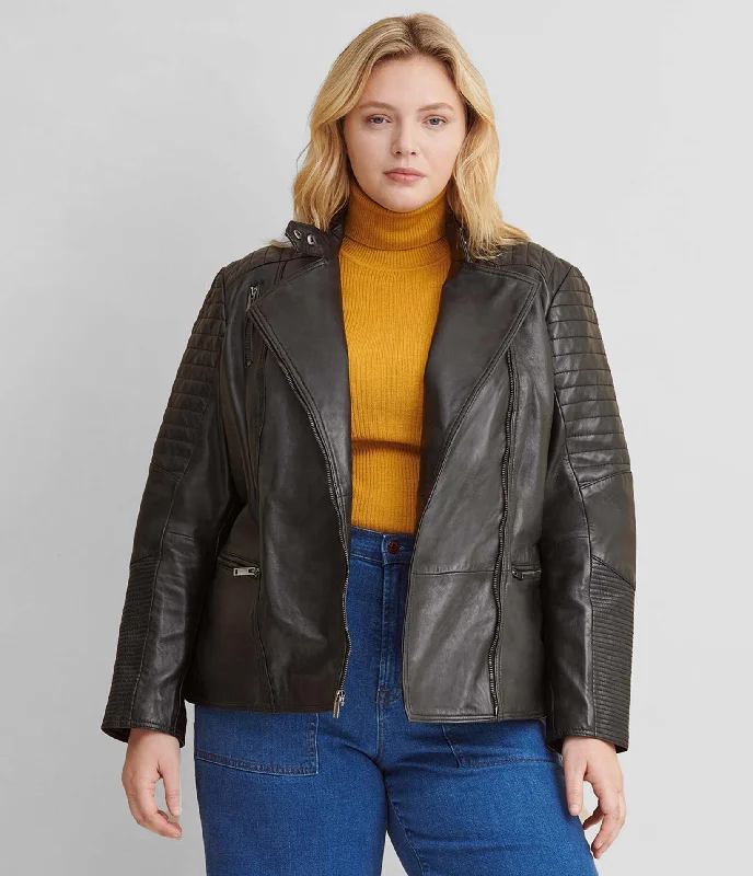  Women's Festive AttirePlus Size Quilted Leather Jacket