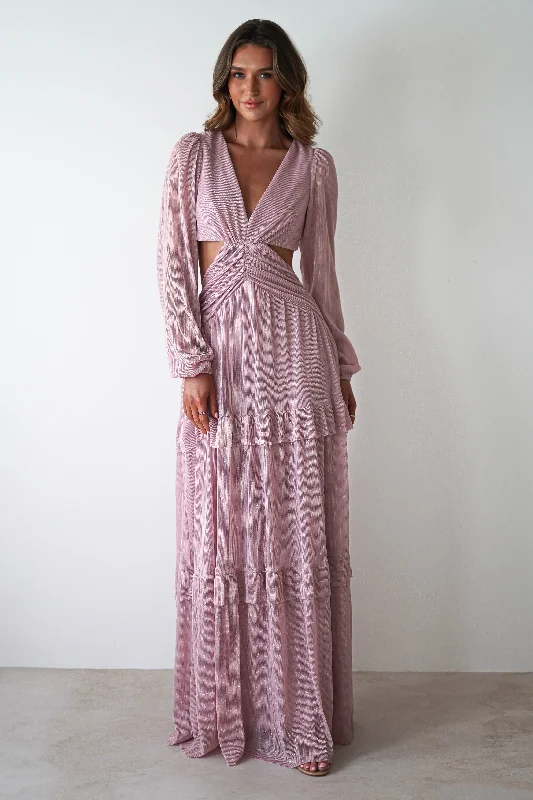  Women's Classic OutfitPostiano Shimmer Ribbed Maxi Dress | Blush