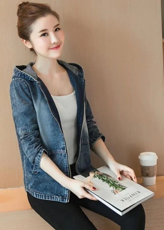  Affordable Women's ApparelWomens Short Denim Hooded Jacket