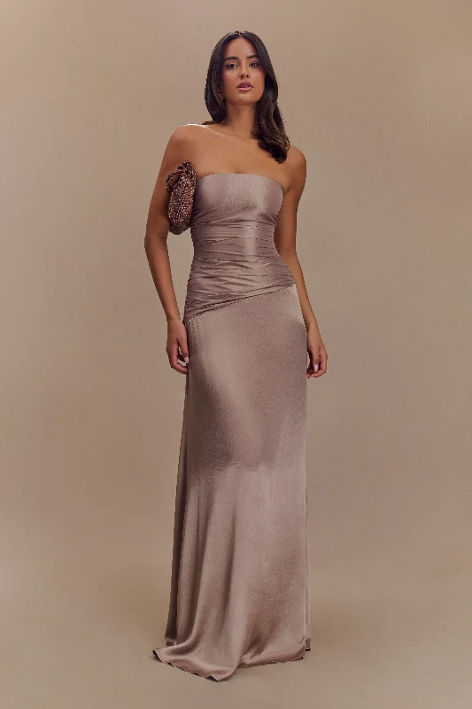  Romantic Chic DealsSerena Strapless Taffeta Maxi Dress - Bronze Taupe