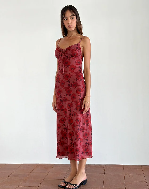  Modern Chic DiscountsCoya Midi Dress in Fairy Floral Burgundy Flock