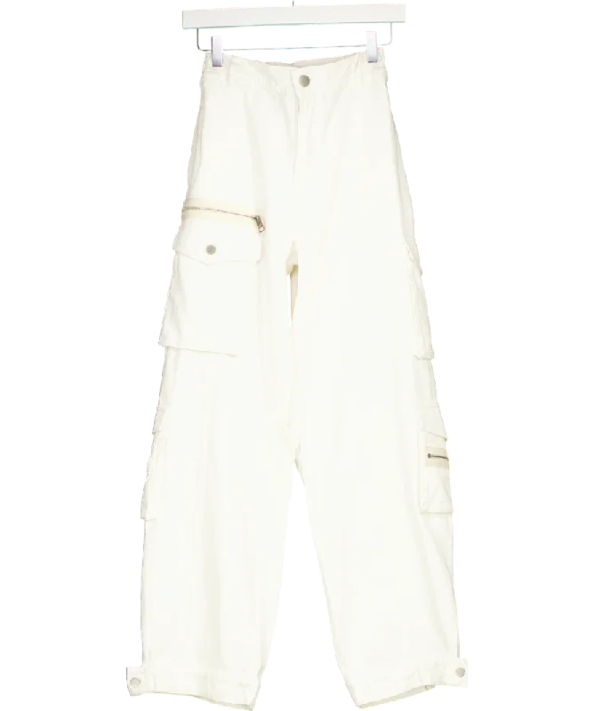  Timeless Women's ApparelThe Couture Club White Zip Pocket Details Cargos UK 6