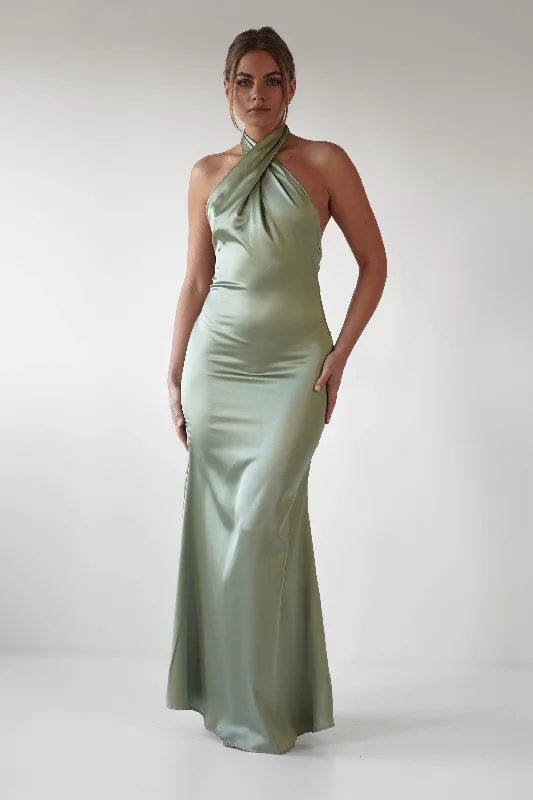  Trendy Looks On SaleKartia Halterneck Maxi Gown | Sage