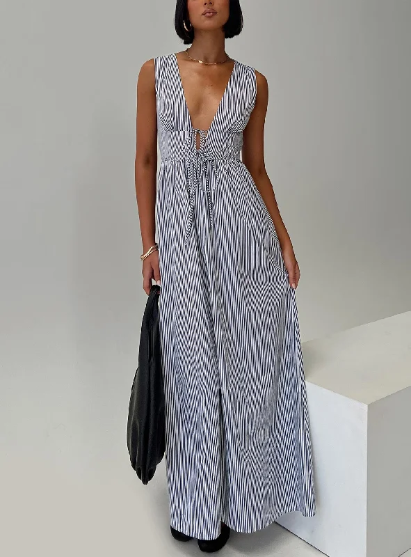  Women's Night-Out OutfitPokey Maxi Dress Black / White Stripe