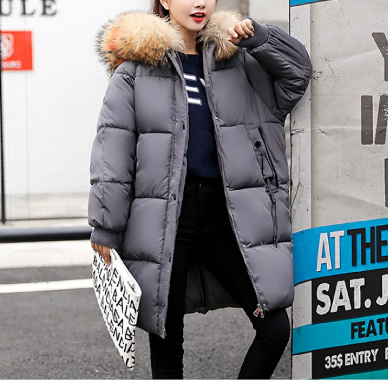  Forward TrendsetterWomens Oversize Puffy Jacket with Faux Fur Hood