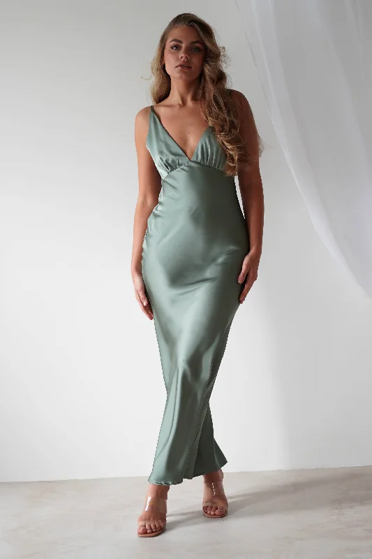  Bold Fashion SalesAimie Soft Satin Maxi Dress | Olive