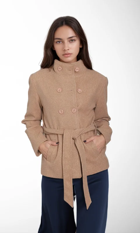  Essentials On SaleWomen Stand Collar Jacket (Café)