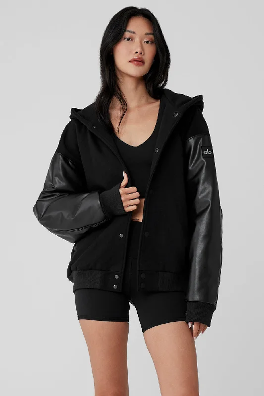  Women's Evening AttireSelect Hooded Bomber Jacket - Black