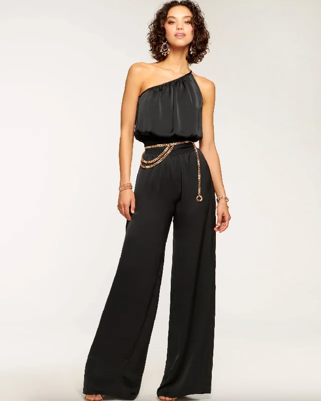  Sustainable Women's ApparelGionna One Shoulder Jumpsuit- Black