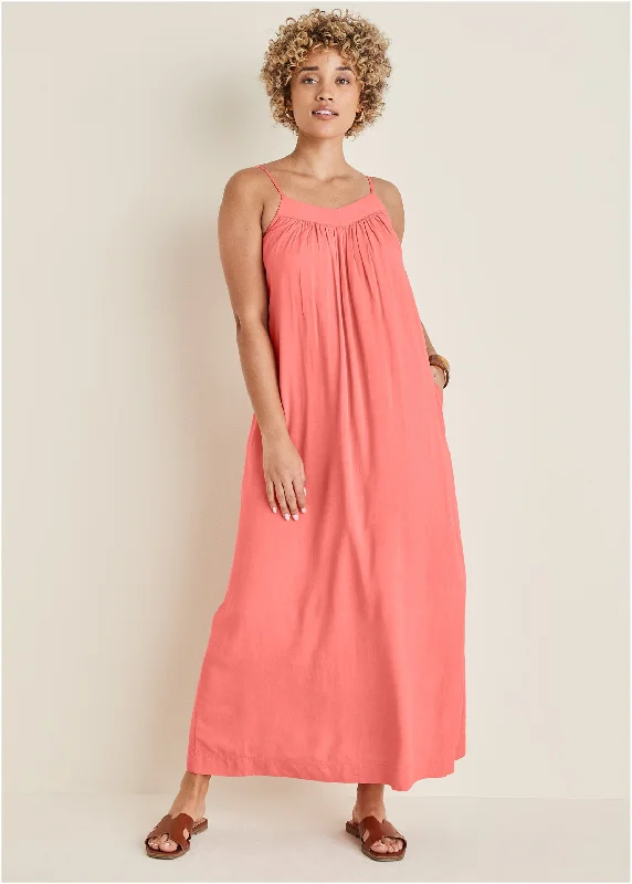  Casual Chic Clothing For WomenV-Neck Maxi Dress - Coral