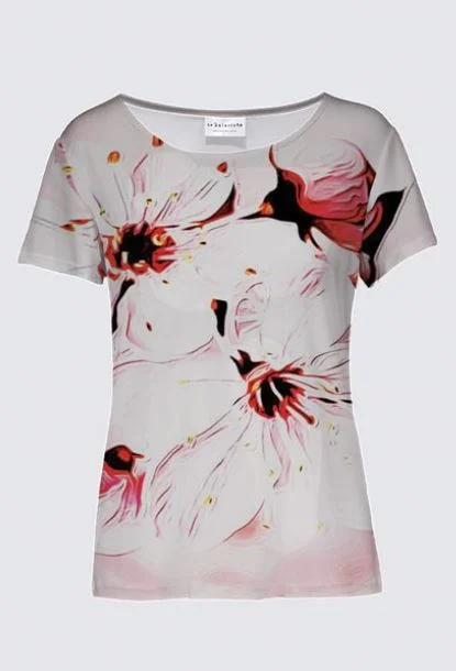  Stylish Clothes For WomenFloral Embosses: Pictorial Cherry Blossoms 01-02 Designer K Smith Tee