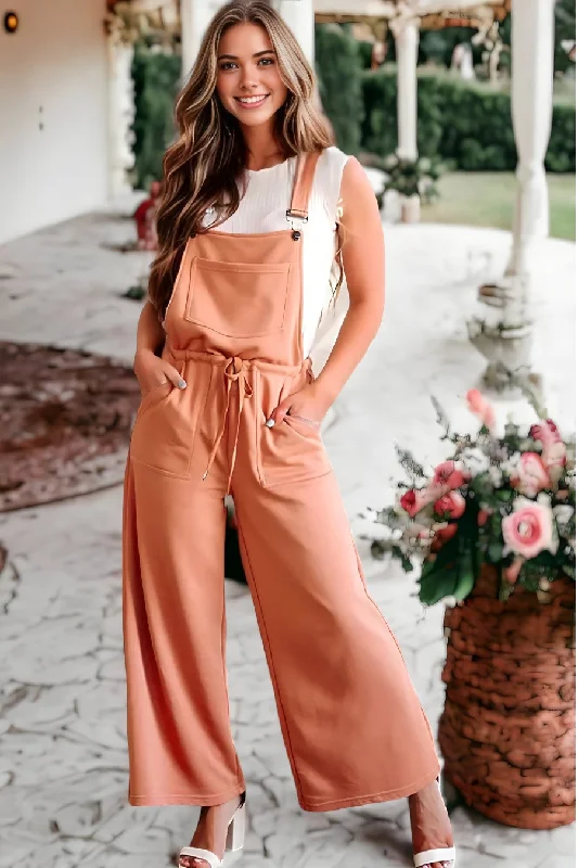  Stylish Women's ClothingPocketed Drawstring Wide Leg Overalls