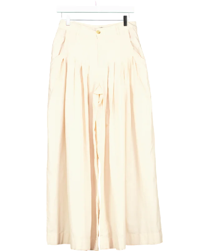  Timeless Women's ClothesFree People Natural Cassia Pleated Wide leg Trousers UK 8