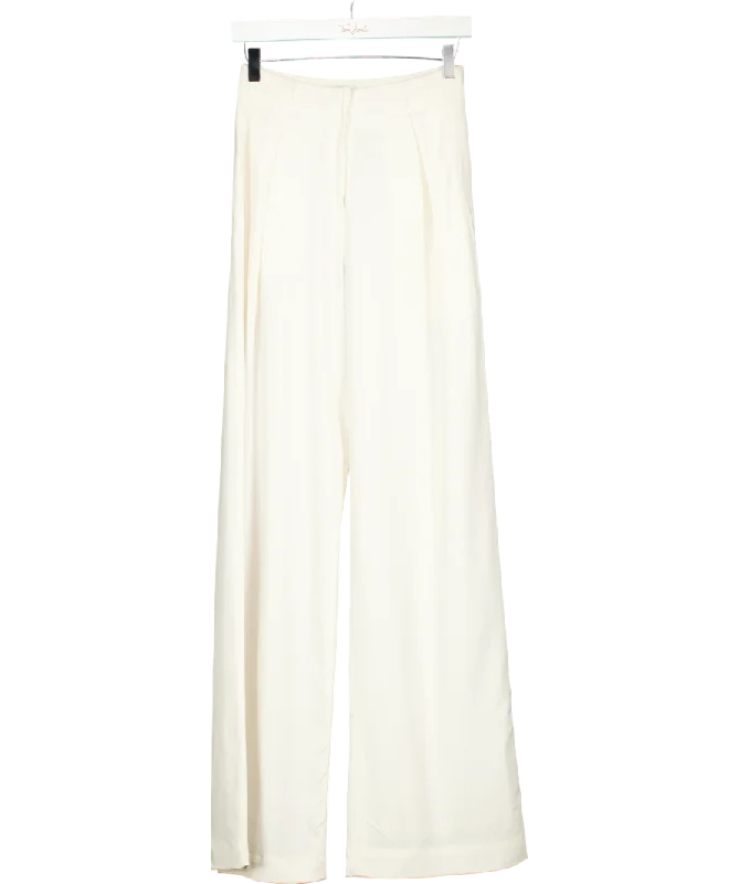  Women's High-End ClothingOutfit Of The Day Cream Pleated Wide Leg Pants UK S