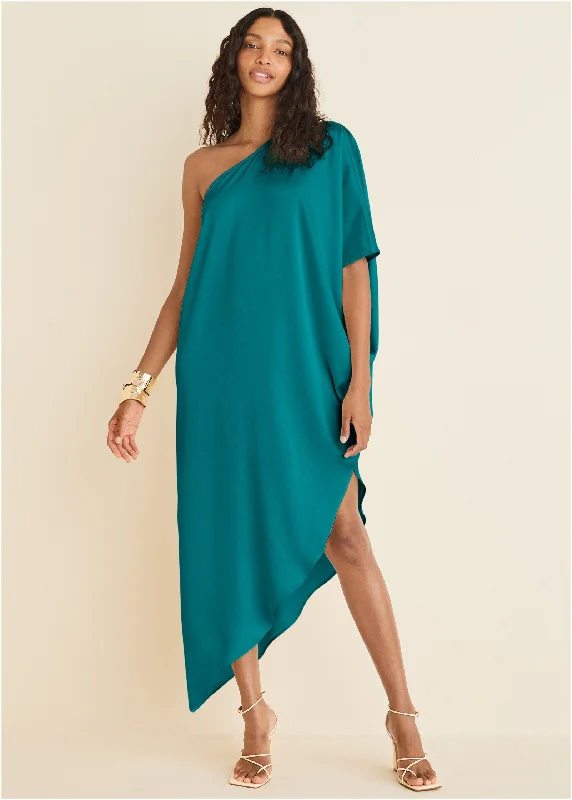  Women's Active Garments For WorkoutsOne-Shoulder Kaftan Dress - Teal