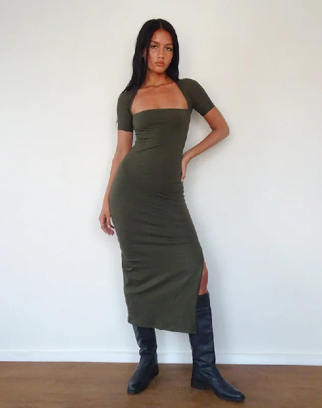  Limited StockQuala Midi Dress in Olive