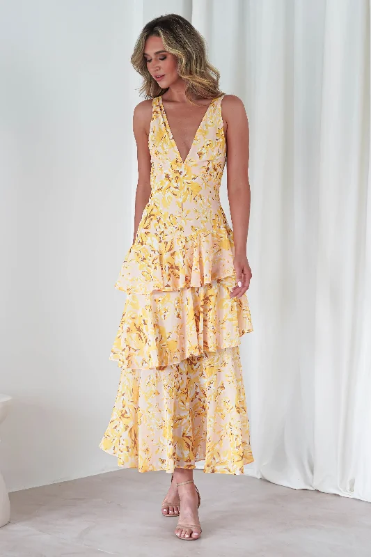  Women's Casual Apparel For WeekendsKarlie Floral Print Maxi Dress | Yellow