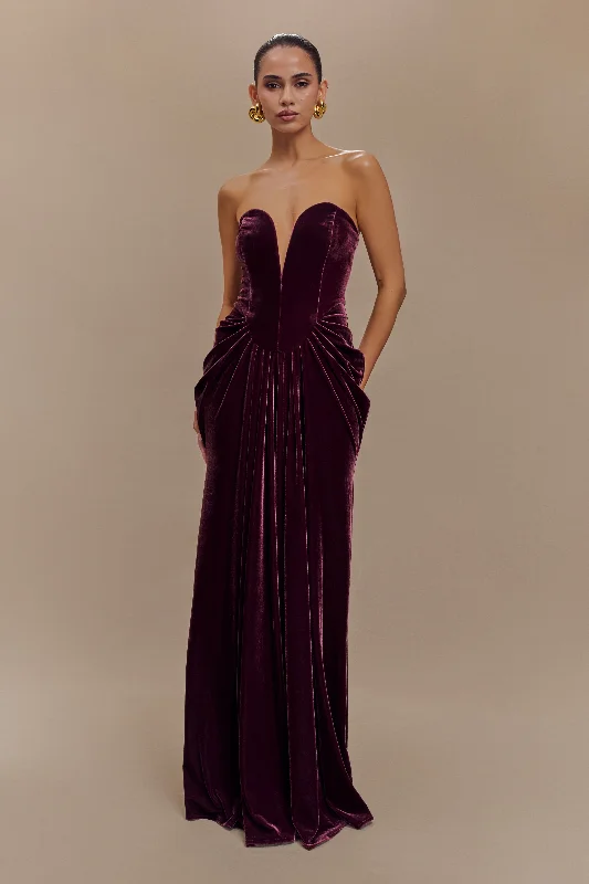  Cozy Chic PromotionsPaige Strapless Velvet Maxi Dress - Plum