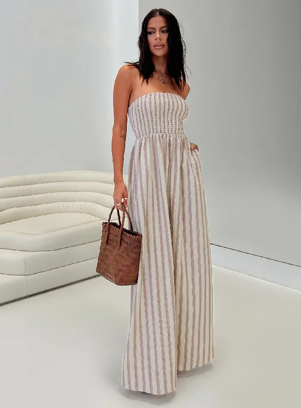  Women's Clothes And Apparel SetsKohana Strapless Maxi Dress Beige Stripe