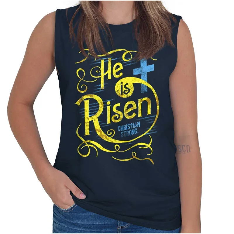  Stylish Outerwear Clothing For WomenHe Is Risen Sleeveless T-Shirt