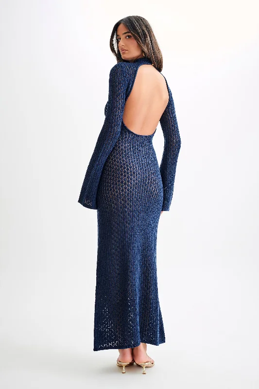  Women's Clothing For Special OccasionsJulia Crochet Open Back Maxi Dress - Navy