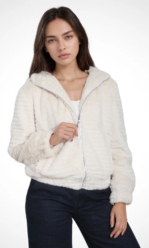  Hot SaleWomen Fur Short Jacket (Off White)